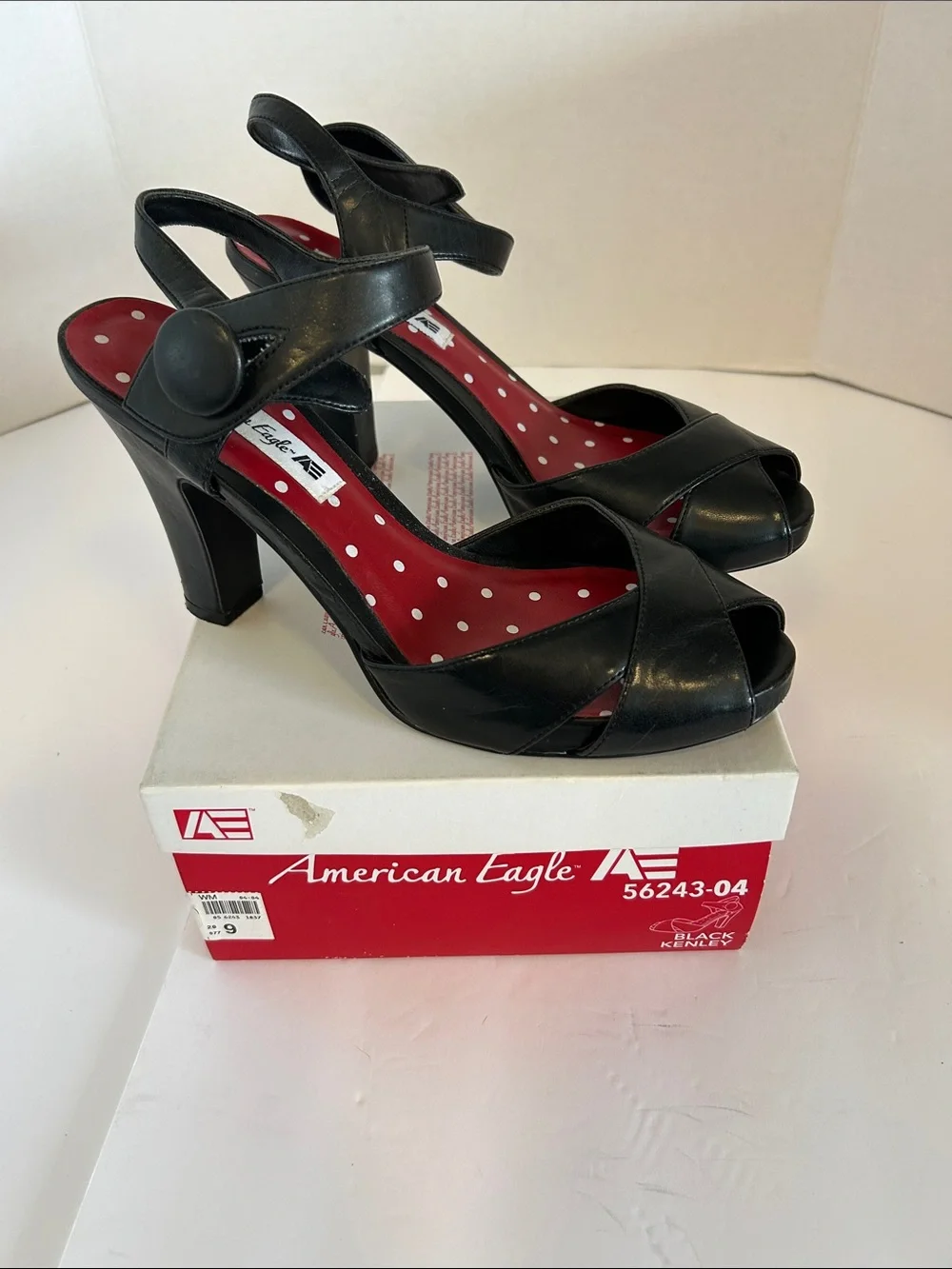 American Eagle Outfitters Black Peep-Toe Heeled Sandals BLACK KENLEY